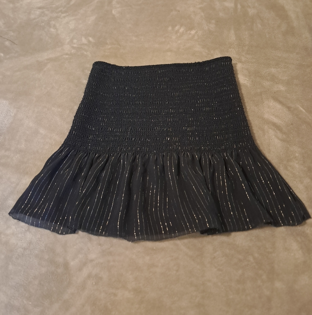 10 Crosby Derek Lam Smocked Ruffle Silk-metallic Miniskirt Lined Sz.0